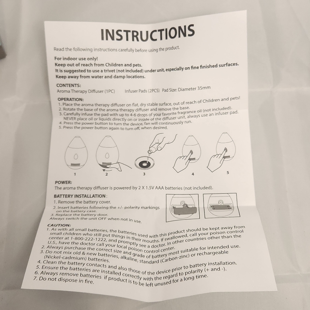 Brand New Battery Operated Water Free Aroma Diffuser - Picture 12 of 12
